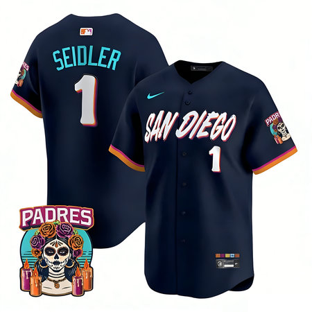 Men's San Diego Padres #1 Peter Seidler Navy 2026 City Connect Stitched Jersey