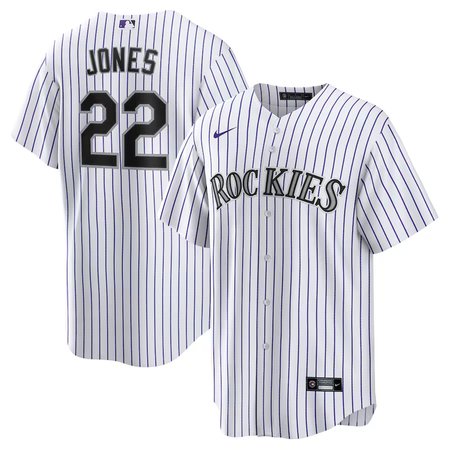 Men's Colorado Rockies #22 Nolan Jones Nike White Home Replica Jersey