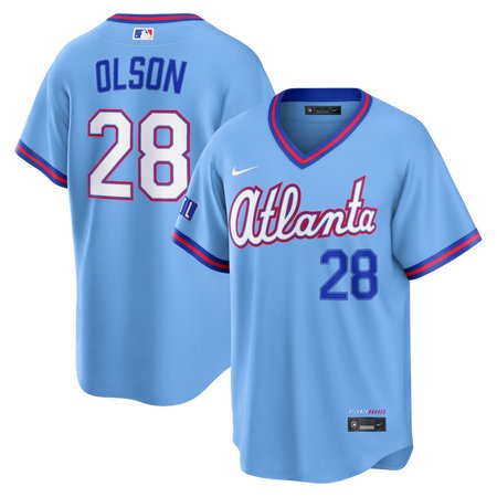 Men's Atlanta Braves #28 Matt Olson Powder Blue 2026 City Connect Stitched Jersey