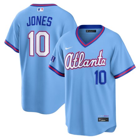 Men's Atlanta Braves #10 Chipper Jones Powder Blue 2026 City Connect Stitched Jersey