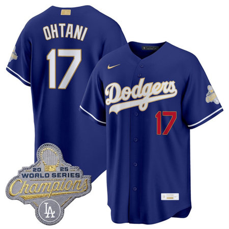 Men's Los Angeles Dodgers #17 Shohei Ohtani Royal 2026 Alternate Gold Collection Stadium Jersey