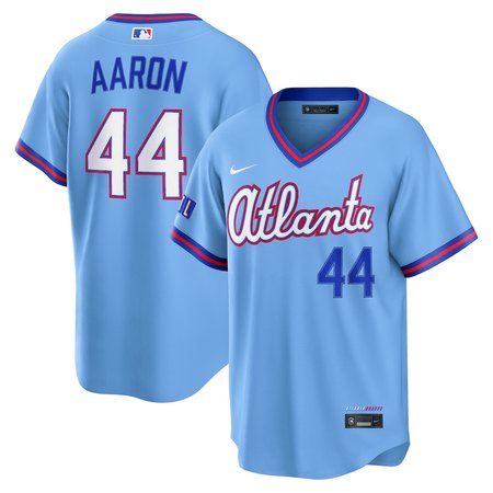 Men's Atlanta Braves #44 Hank Aaron Nike Powder Blue 2026 City Connect Stadium Jersey