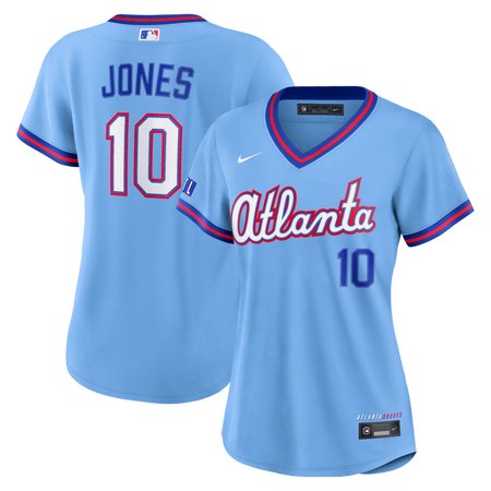 Women's Atlanta Braves #10 Chipper Jones Nike Powder Blue 2026 City Connect Stadium Jersey