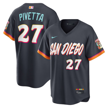 Men's San Diego Padres #27 Nick Pivetta Nike Obsidian 2026 City Connect Stadium Jersey