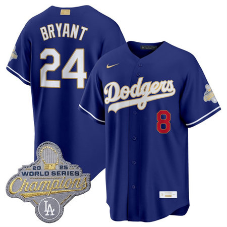 Men's Los Angeles Dodgers #24 Kobe Bryant Royal 2026 Alternate Gold Collection Stadium Jersey