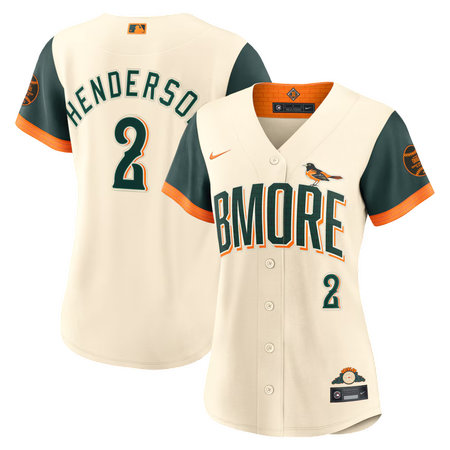 Women's Baltimore Orioles #2 Gunnar Henderson Nike Natural 2026 City Connect Stadium Jersey