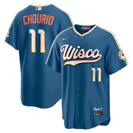Men's Milwaukee Brewers #11 Jackson Chourio Nike Mineral Blue 2026 City Connect Stadium Jersey