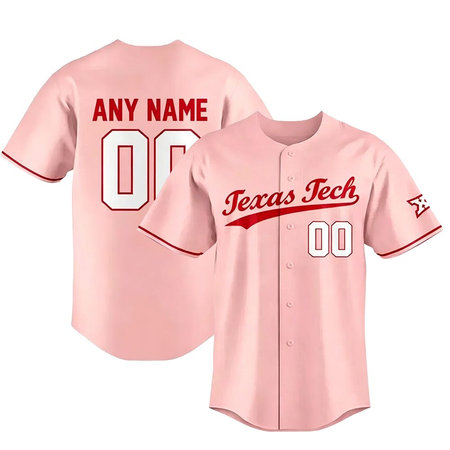Men's Texas Tech Red Pink Stitched Custom Jersey