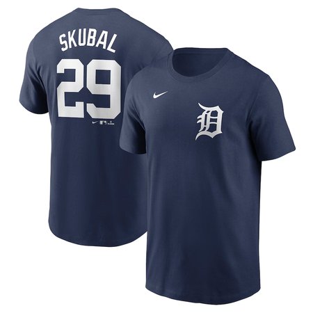 Men's Detroit Tigers #29 Tarik Skubal Nike Navy Fuse Name & Number T-Shirt