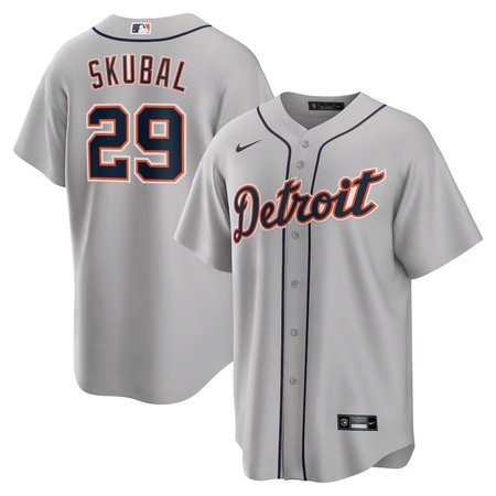 Men's Detroit Tigers #29 Tarik Skubal Nike Gray Road Replica Jersey