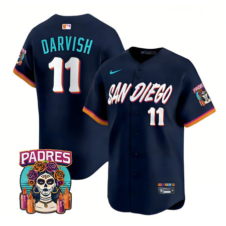 Men's San Diego Padres #11 Yu Darvish Navy 2026 City Connect Stitched Jersey-Button Up