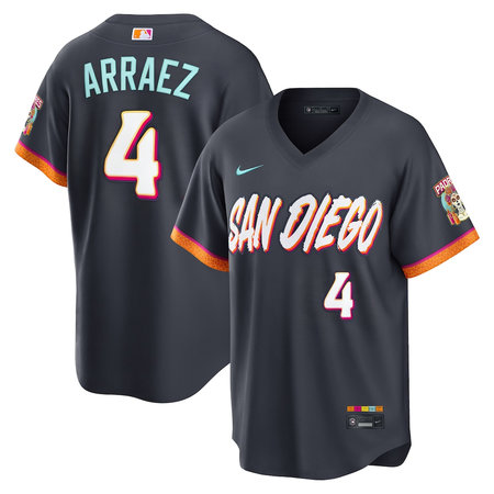 Men's San Diego Padres #4 Luis Arraez Nike Obsidian 2026 City Connect Stadium Jersey
