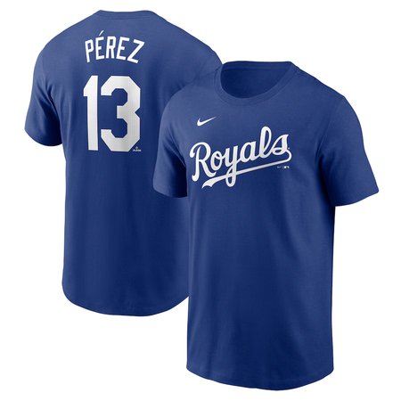 Men's Kansas City Royals #13 Salvador Perez Nike Royal Fuse Name & Number T-Shirt