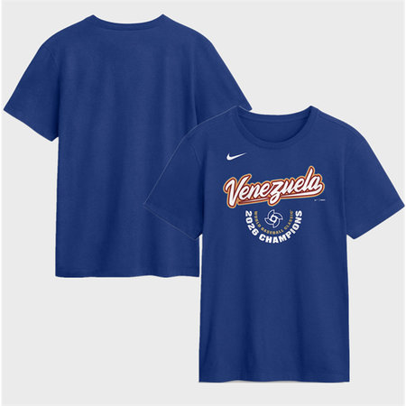 Men's Venezuela Baseball Royal 2026 World Baseball Classic Champions Arched Logo T-Shirt