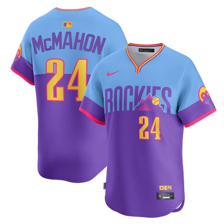 Men's Colorado Rockies #24 Ryan McMahon Nike Purple/Light Blue 2025 City Connect Limited Player Jersey