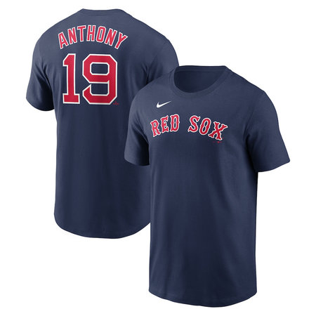 Men's Boston Red Sox #19 Roman Anthony Nike Navy Fuse Name & Number T-Shirt