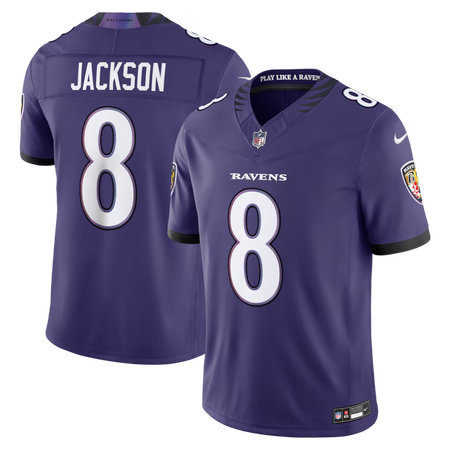 Youth Baltimore Ravens #8 Lamar Jackson Nike Purple Vapor F.U.S.E. Sewn Down Limited Jersey