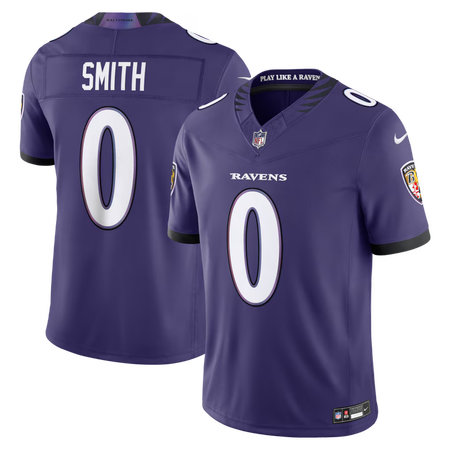 Youth Baltimore Ravens #0 Roquan Smith Nike Purple Vapor F.U.S.E. Sewn Down Limited Jersey