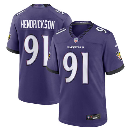 Youth Baltimore Ravens #91 Trey Hendrickson Nike Purple Team Game Jersey