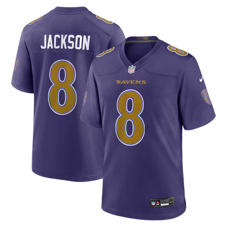 Men's Baltimore Ravens #8 Lamar Jackson Nike Purple Alternate Game Jersey