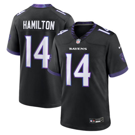 Men's Baltimore Ravens #14 Kyle Hamilton Nike Black Alternate Game Jersey