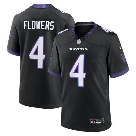 Youth Baltimore Ravens #4 Zay Flowers Nike Black Alternate Game Jersey