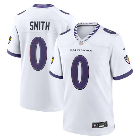 Men's Baltimore Ravens #0 Roquan Smith Nike White Game Jersey