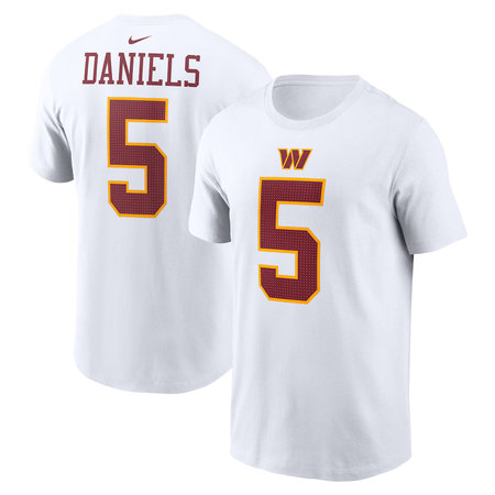 Men's Washington Commanders #5 Jayden Daniels Nike White Player Name & Number T-Shirt
