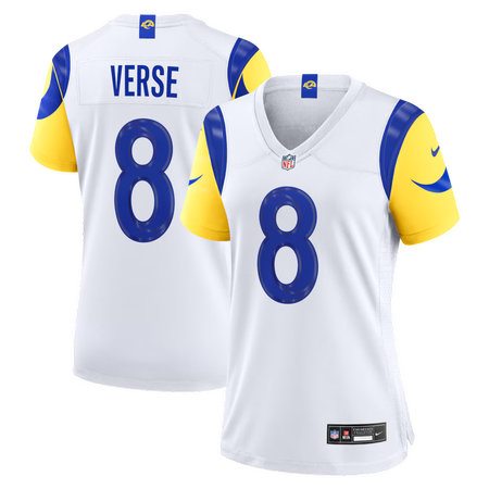Women's Los Angeles Rams #8 Jared Verse Nike White Game Jersey
