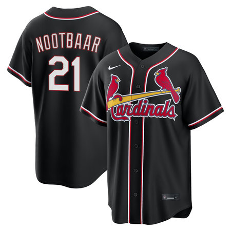 Men's St. Louis Cardinals #21 Lars Nootbaar Nike Black Fashion Replica Player Jersey