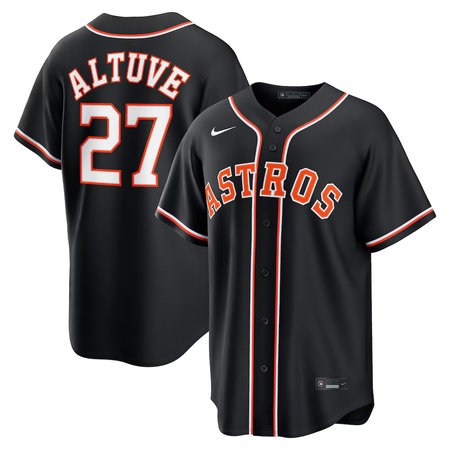 Men's Houston Astros #27 Jose Altuve Nike Fashion Replica Black Out Jersey