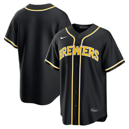 Men's Milwaukee Brewers Nike Fashion Replica Black Out Jersey
