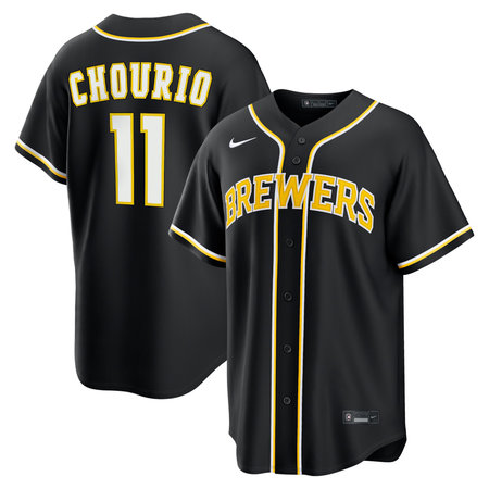 Men's Milwaukee Brewers #11 Jackson Chourio Nike Black Fashion Replica Player Jersey