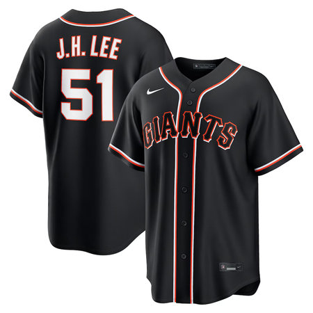 Men's San Francisco Giants #51 Jung Hoo Lee Nike Fashion Replica Black Out Jersey