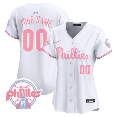 Women's Philadelphia Phillies Bubblegum White Vapor Premier Limited Custom Jersey