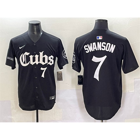 Youth Chicago Cubs #7 Dansby Swanson Black "Gothic North Side Edition" Vapor Premier Limited Stitched Baseball Jersey