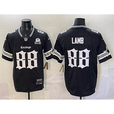 Youth Dallas Cowboys #88 CeeDee Lamb Black 2025 F.U.S.E. "Gothic Lone Star Edition" With Established In 1960 Patch Vapor Limited Stitched Football Jersey