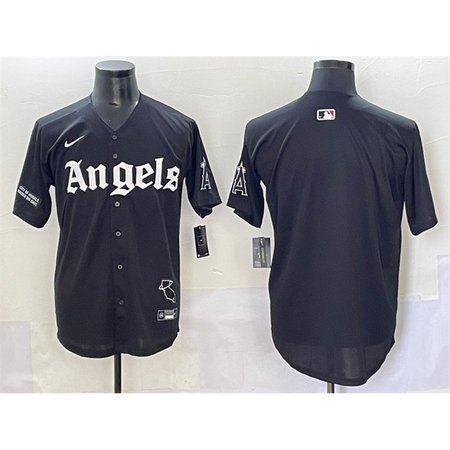 Men's Los Angeles Angels Black "Gothic Halo Edition" Vapor Limited Stitched Baseball Jersey