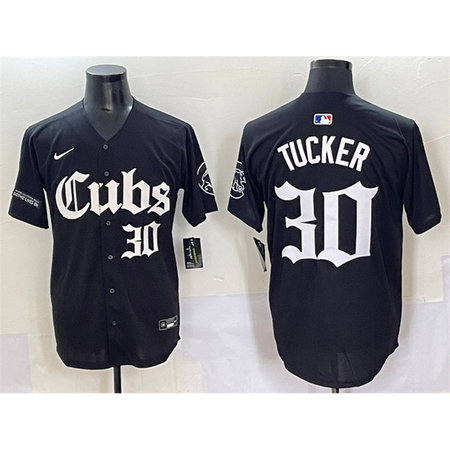 Men's Chicago Cubs #30 Kyle Tucker Black "Gothic North Side Edition" Vapor Premier Limited Stitched Baseball Jersey