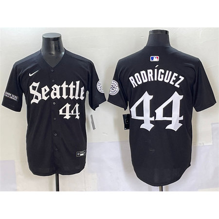 Men's Seattle Mariners #44 Julio Rodriguez Black "Deep Sea Gothic Edition" Vapor Premier Limited Stitched Baseball Jersey