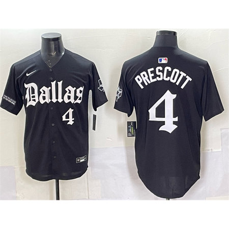 Youth Dallas Cowboys #4 Dak Prescott Black "Gothic Lone Star Edition" Limited Stitched Baseball Jersey