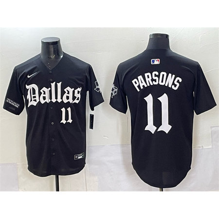 Men's Dallas Cowboys #11 Micah Parsons Black "Gothic Lone Star Edition" Limited Stitched Baseball Jersey
