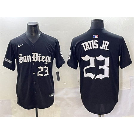 Men's San Diego Padres #23 Fernando Tatis Jr. Black Gothic Edition Vapor Limited Stitched Baseball Jersey