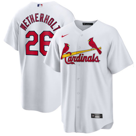 Men's St. Louis Cardinals #26 JJ Wetherholt White Home Stitched Baseball Jersey