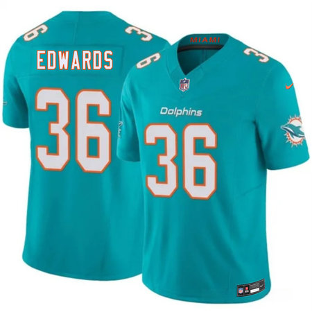Youth Miami Dolphins #36 Donovan Edwards Aqua 2026 F.U.S.E. Vapor Limited Stitched Football Jersey