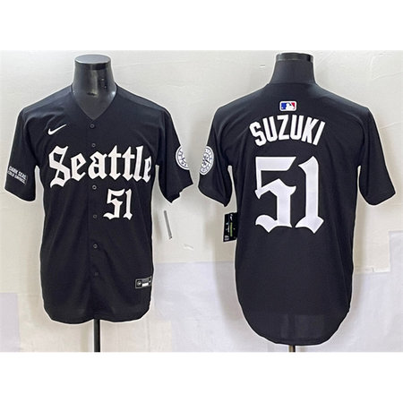 Men's Seattle Mariners #51 Ichiro Suzuki Black "Deep Sea Gothic Edition" Vapor Premier Limited Stitched Baseball Jersey