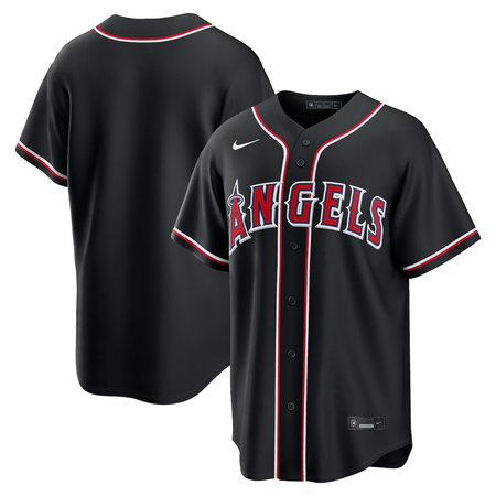 Youth Los Angeles Angels Nike Fashion Replica Black Out Jersey