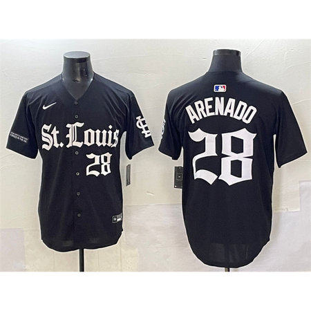 Men's St. Louis Cardinals #28 Nolan Arenado Black "Gothic Legacy Edition" Vapor Premier Limited Stitched Baseball Jersey