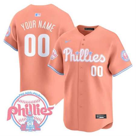 Youth Philadelphia Phillies Bubblegum Peach Vapor Premier Limited Stitched Custom Jersey