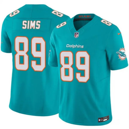 Men's Miami Dolphins #89 Ben Sims Aqua 2026 F.U.S.E. Vapor Limited Stitched Football Jersey